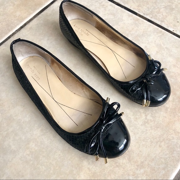kate spade black flats with bow